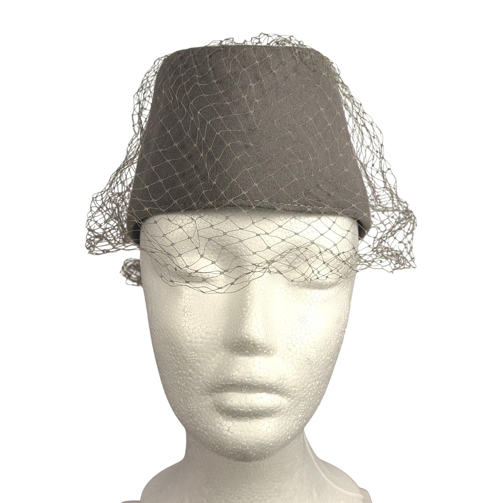 Lady Stetson Vintage Retro Women Pillbox Hat Gray 100% Wool